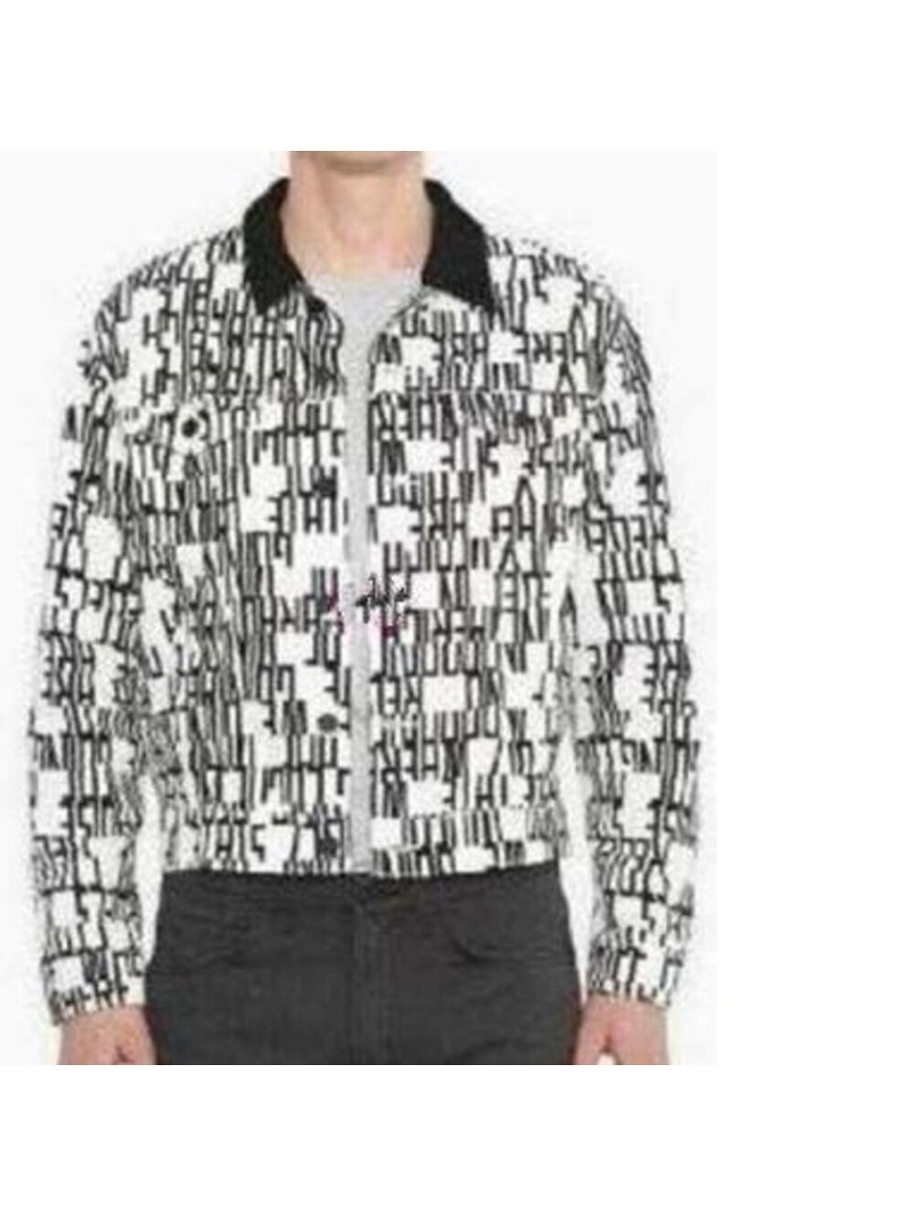 Levis Jacket 2XL Mens Line 8 Box Trucker White Black Twill Stretch Button Up